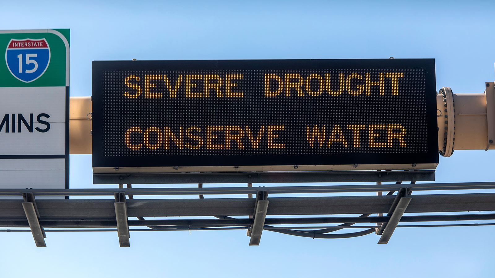 Freeway sign warning of severe drought