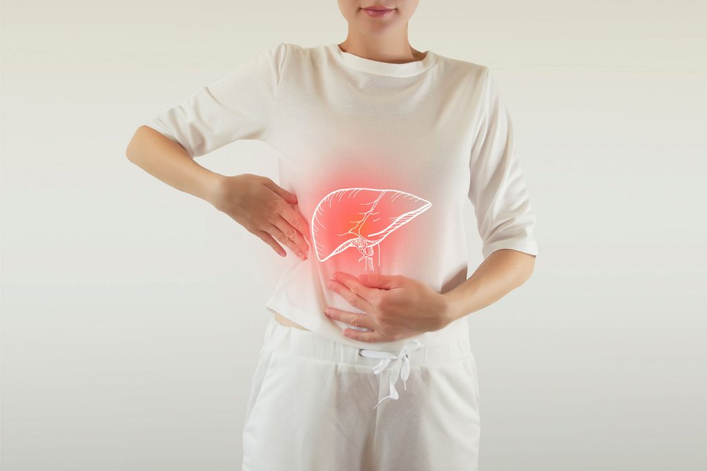Picture of a woman with a painful liver