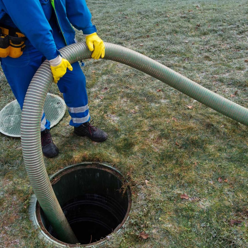 Hose going into a septic tank